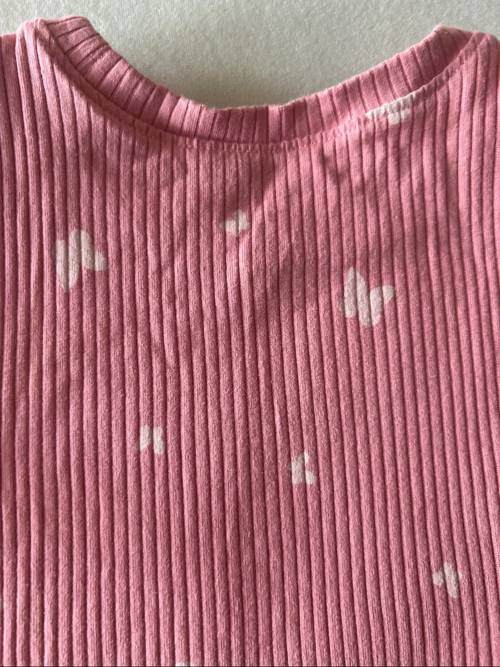 Girls' Pink Ribbed Short Sleeve Top